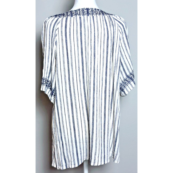 Knox Rose Womens Cream Navy Stripped Bohemian Womens Casual Oversized Top XXL - Picture 8 of 16